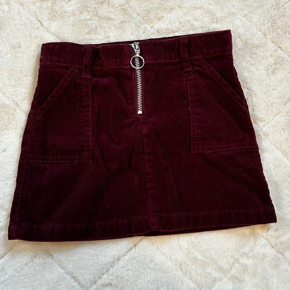 THE CHILDREN’S PLACE Denim Skirt and Burgundy Corduroy Skirt Bundle SIZE 4